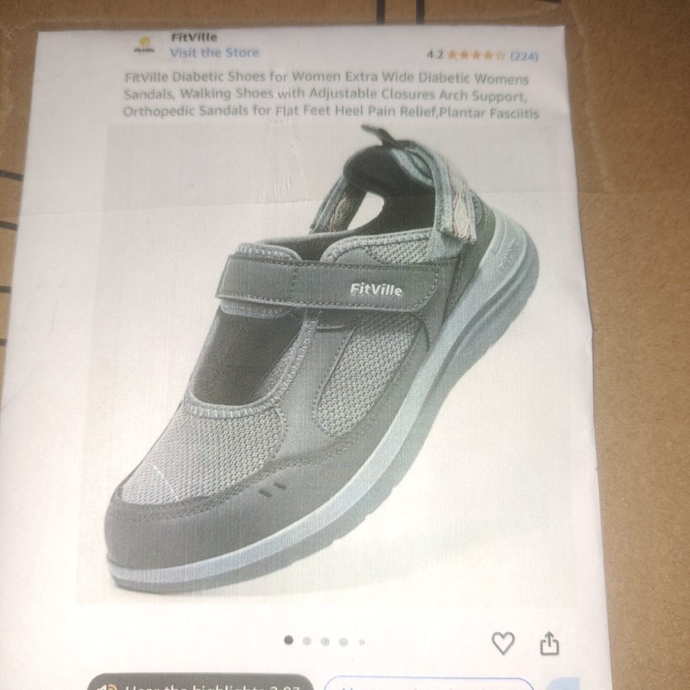 New FitVille Women's Comfort Shoes  Gray Mary Jane Style Hook Loop 8